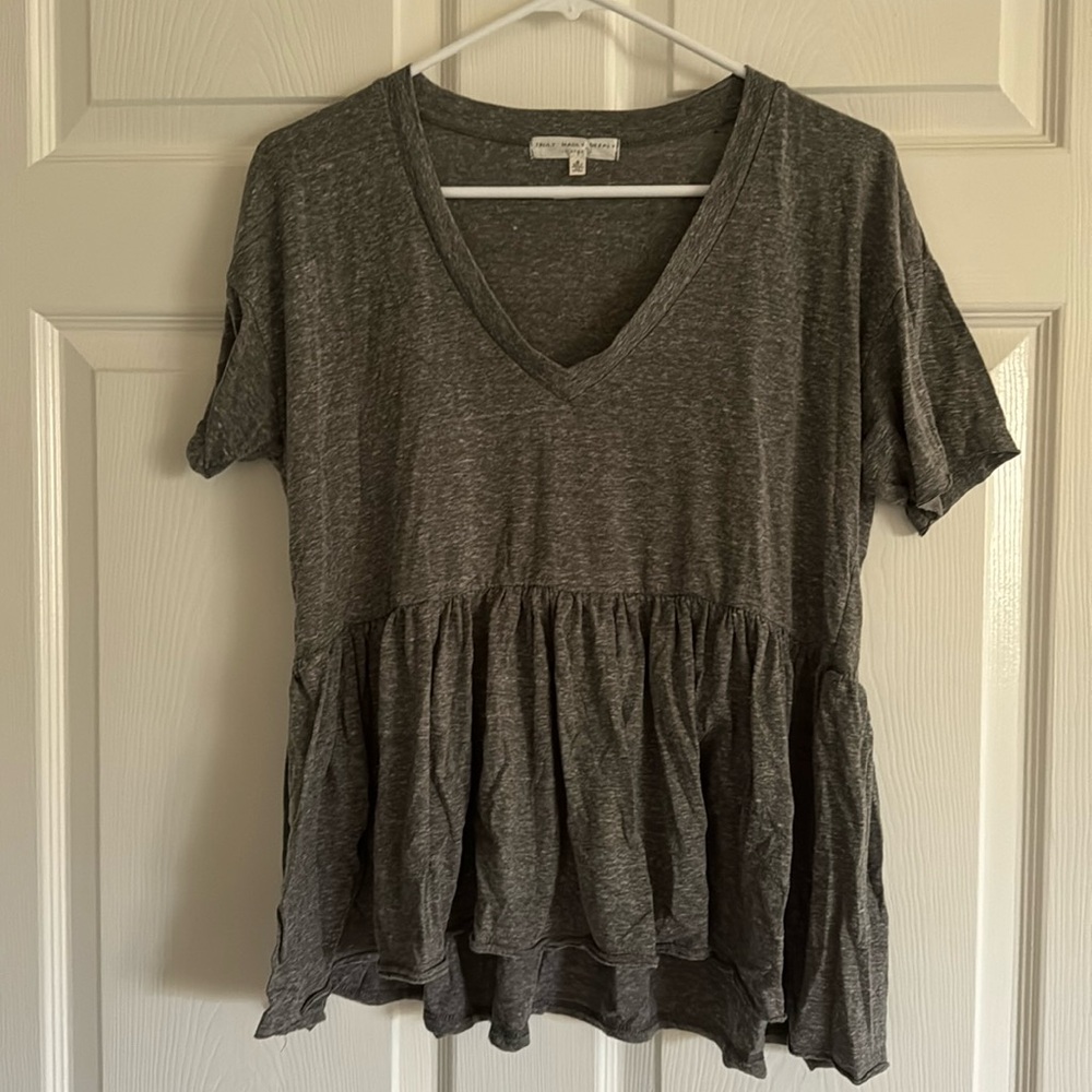 Urban Outfitters Gray Peplum Top, Small